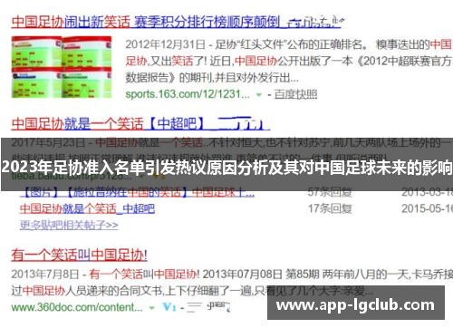 2023年足协准入名单引发热议原因分析及其对中国足球未来的影响